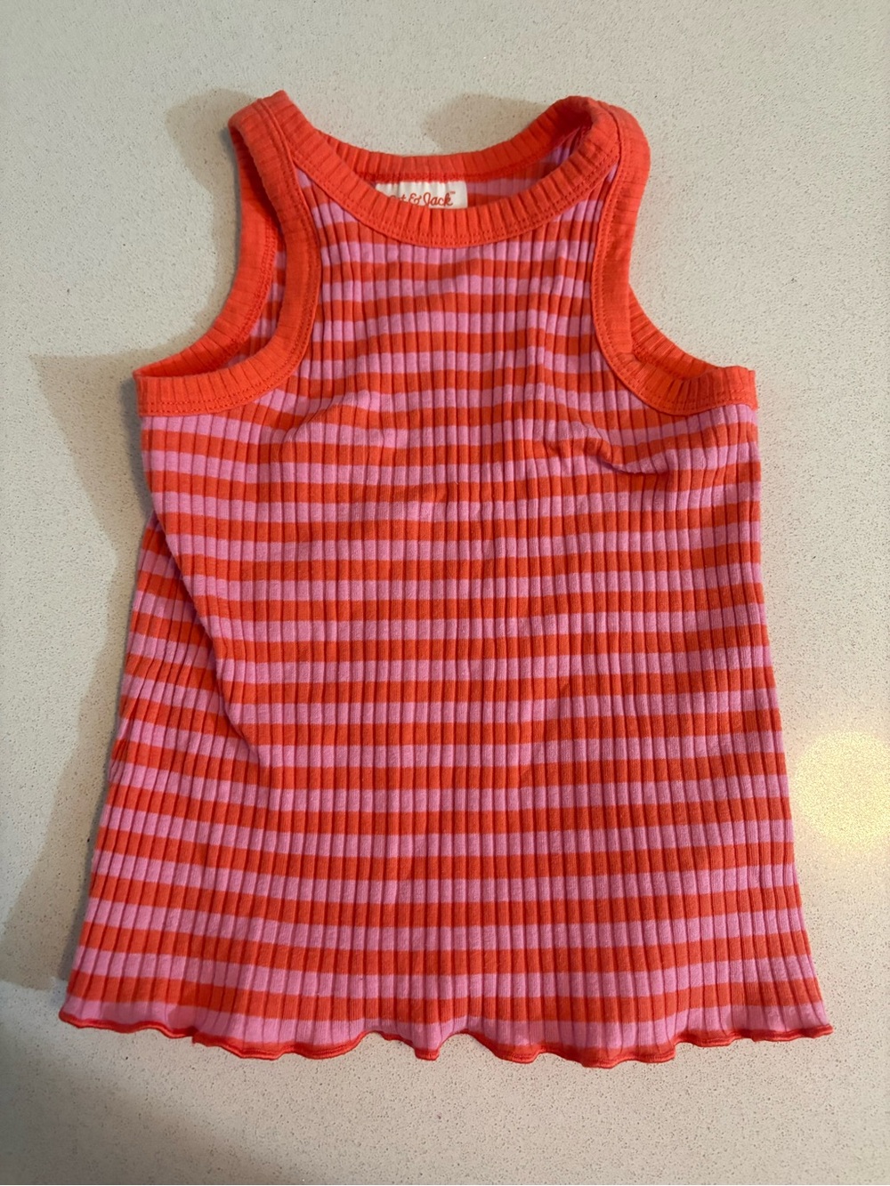 Cat & Jack Pink and Orange Striped Ribbed Tank